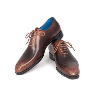Paul Parkman Handmade Shoes Men's Camel & Brown Wholecut Oxfords (PM5403)-AmbrogioShoes