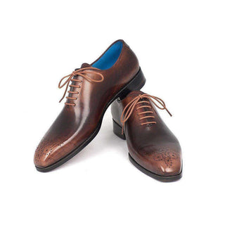 Paul Parkman Handmade Designer Shoes Men's Camel & Brown Wholecut Oxfords (PM5403)-AmbrogioShoes