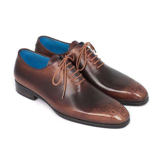 Paul Parkman Handmade Designer Shoes Men's Camel & Brown Wholecut Oxfords (PM5403)-AmbrogioShoes