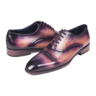 Paul Parkman Handmade Shoes Men's Cap-Toe Purple Oxfords (PM5855)-AmbrogioShoes