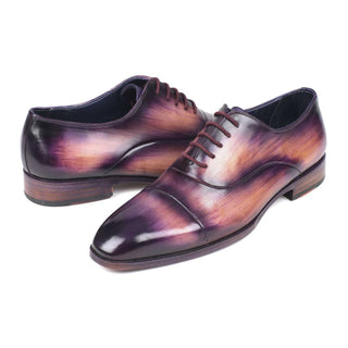 Paul Parkman Handmade Designer Shoes Men's Cap-Toe Purple Oxfords (PM5855)-AmbrogioShoes