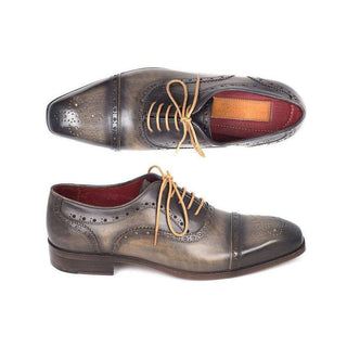 Paul Parkman Handmade Designer Shoes Men's Captoe Oxfords Gray (PM5306)-AmbrogioShoes