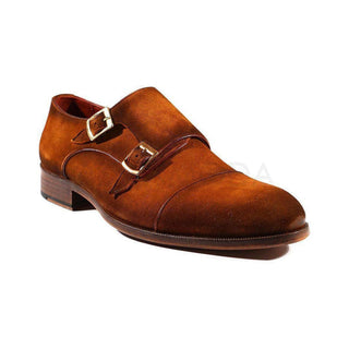 Paul Parkman Handmade Shoes Men's Shoes Camel Suede Captoe Monkstraps Loafers (PM2009)-AmbrogioShoes