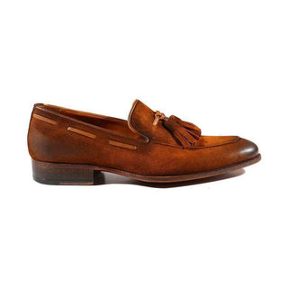 Paul Parkman Handmade Shoes Men's Shoes Camel Suede Tassel Loafers (PM2014)-AmbrogioShoes