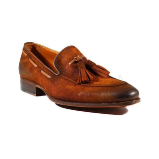 Paul Parkman Handmade Shoes Men's Shoes Camel Suede Tassel Loafers (PM2014)-AmbrogioShoes