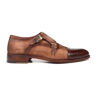Paul Parkman Handmade Shoes Men's Shoes Double Monkstrap Captoe Brown Loafers (PM3006)-AmbrogioShoes