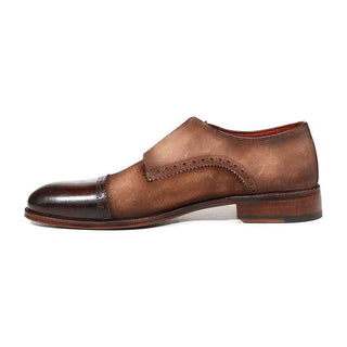 Paul Parkman Handmade Designer Shoes Men's Designer Shoes Double Monkstrap Captoe Brown Loafers (PM3006)-AmbrogioShoes