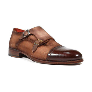 Paul Parkman Handmade Shoes Men's Shoes Double Monkstrap Captoe Brown Loafers (PM3006)-AmbrogioShoes