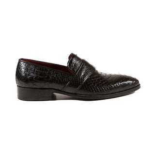 Paul Parkman Handmade Shoes Men's Shoes Exotic Skin Black Loafers (PM2011)-AmbrogioShoes