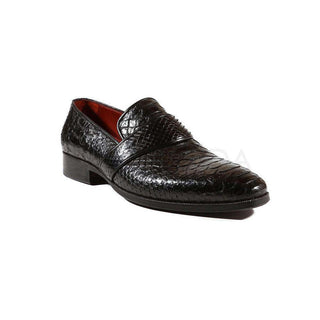 Paul Parkman Handmade Shoes Men's Shoes Exotic Skin Black Loafers (PM2011)-AmbrogioShoes