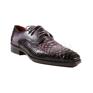 Paul Parkman Handmade Shoes Men's Shoes Exotic Skin / Calfskin Derby Shoes Gray & Black Oxfords (PM2007)-AmbrogioShoes