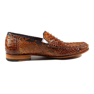 Paul Parkman Handmade Shoes Men's Shoes Genuine Snake Skin Brown & Tobacco Moccasins (PM2000)-AmbrogioShoes