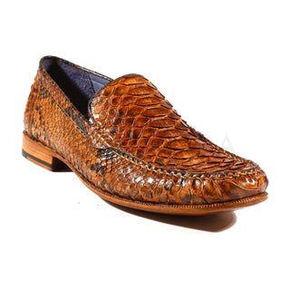 Paul Parkman Handmade Shoes Men's Shoes Genuine Snake Skin Brown & Tobacco Moccasins (PM2000)-AmbrogioShoes