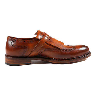 Paul Parkman Handmade Shoes Men's Shoes Goodyear Welted Kiltie Wingtip Monkstraps Brown & Tobacco Loafers (PM2001)-AmbrogioShoes