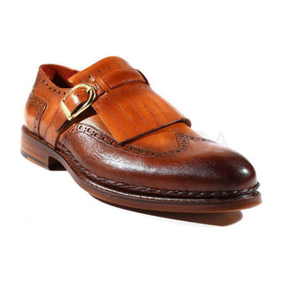Paul Parkman Handmade Shoes Men's Shoes Goodyear Welted Kiltie Wingtip Monkstraps Brown & Tobacco Loafers (PM2001)-AmbrogioShoes