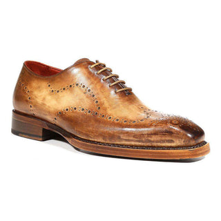 Paul Parkman Handmade Shoes Men's Shoes Goodyear Welted Wingtip Antique Olive Oxfords (PM3001)-AmbrogioShoes