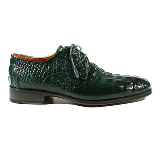 Paul Parkman Handmade Shoes Men's Shoes Green Crocodile Embossed Calfskin Derby Oxfords (PM2004)-AmbrogioShoes