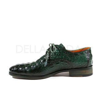 Paul Parkman Handmade Shoes Men's Shoes Green Crocodile Embossed Calfskin Derby Oxfords (PM2004)-AmbrogioShoes