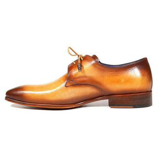 Paul Parkman Handmade Shoes Men's Shoes Hand-Painted Derby Camel / Brown Oxfords (PM3011)-AmbrogioShoes