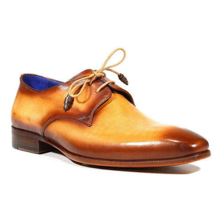 Paul Parkman Handmade Shoes Men's Shoes Hand-Painted Derby Camel / Brown Oxfords (PM3011)-AmbrogioShoes