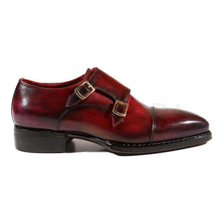 Paul Parkman Handmade Designer Shoes Men's Designer Shoes Triple Leather Sole Hand-Welted Cap Toe Monkstraps Purple & Burgundy Loafers (PM2008)-AmbrogioShoes