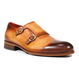 Paul Parkman Handmade Shoes Men's Shoes Two Tone Double Monkstrap Camel / Brown Loafers (PM3007)-AmbrogioShoes