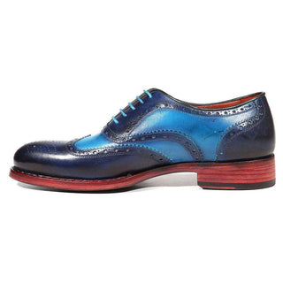 Paul Parkman Handmade Shoes Men's Shoes Two Tone Wingtip Blue / Turquoise Oxfords (PM3002)-AmbrogioShoes