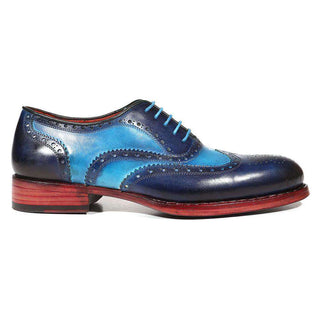 Paul Parkman Handmade Shoes Men's Shoes Two Tone Wingtip Blue / Turquoise Oxfords (PM3002)-AmbrogioShoes