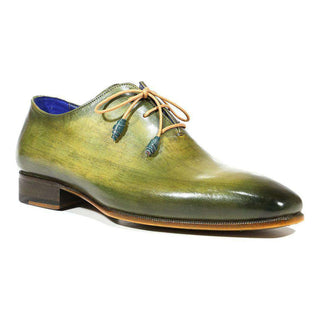 Paul Parkman Handmade Shoes Men's Shoes Wholecut Plain Toe Green Oxfords (PM3009)-AmbrogioShoes