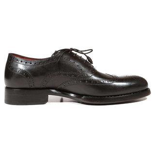 Paul Parkman Handmade Shoes Men's Shoes Wingtip Goodyear Welted Black Oxfords (PM3015)-AmbrogioShoes