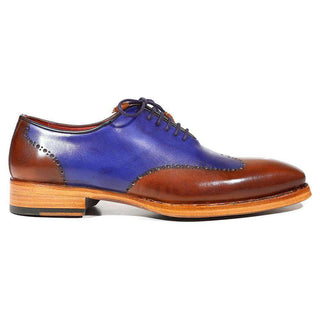 Paul Parkman Handmade Shoes Men's Shoes Wingtip Goodyear Welted Blue / Brown Oxfords (PM3003)-AmbrogioShoes