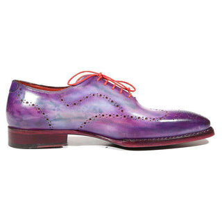 Paul Parkman Handmade Shoes Men's Shoes Wingtip Goodyear Welted Purple Oxfords (PM3000)-AmbrogioShoes