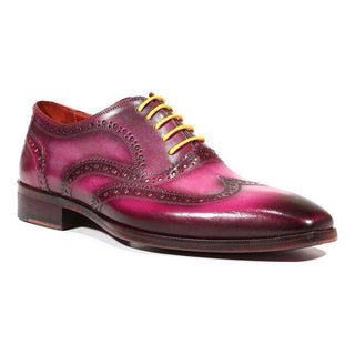 Paul Parkman Handmade Shoes Men's Shoes Wingtip Hand-Painted Lilac Oxfords (PM3012)-AmbrogioShoes