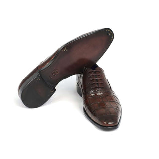 Paul Parkman Handmade Shoes Men's Genuine Crocodile Brown Oxfords (PM5655)-AmbrogioShoes