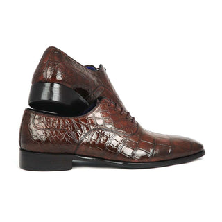 Paul Parkman Handmade Shoes Men's Genuine Crocodile Brown Oxfords (PM5655)-AmbrogioShoes