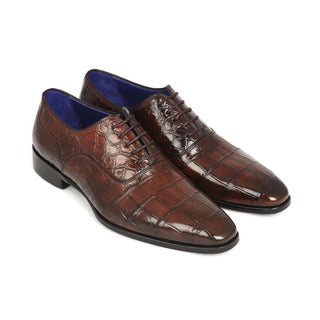 Paul Parkman Handmade Shoes Men's Genuine Crocodile Brown Oxfords (PM5655)-AmbrogioShoes