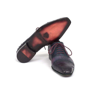 Paul Parkman Handmade Shoes Men's Genuine Ostrich Captoe Oxfords Purple (PM5310)-AmbrogioShoes