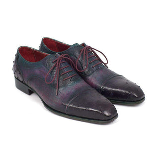 Paul Parkman Handmade Shoes Men's Genuine Ostrich Captoe Oxfords Purple (PM5310)-AmbrogioShoes