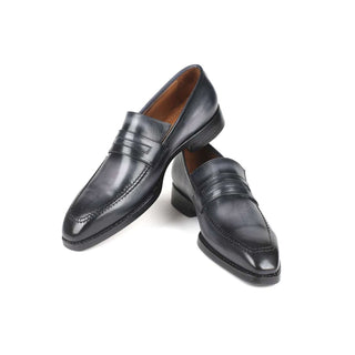 Paul Parkman Handmade Shoes Men's Gray Goodyear Welted Burnished Calfskin Loafers 37LFGRY (PM5711)-AmbrogioShoes
