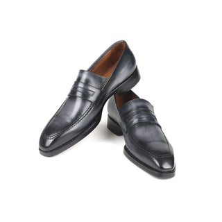 Paul Parkman Handmade Designer Shoes Men's Gray Goodyear Welted Burnished Calfskin Loafers 37LFGRY (PM5711)-AmbrogioShoes