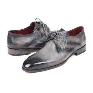 Paul Parkman Handmade Designer Shoes Men's Gray Medallion Toe Derby Oxfords (PM5861)-AmbrogioShoes