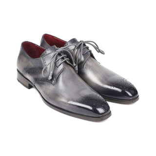 Paul Parkman Handmade Designer Shoes Men's Gray Medallion Toe Derby Oxfords (PM5861)-AmbrogioShoes