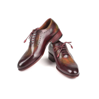 Paul Parkman Handmade Designer Shoes Men's Green & Bordeaux Opanka Construction Calfskin Oxfords 726-GRE-BOR (PM5714)-AmbrogioShoes