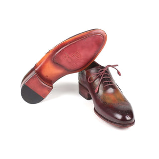 Paul Parkman Handmade Designer Shoes Men's Green & Bordeaux Opanka Construction Calfskin Oxfords 726-GRE-BOR (PM5714)-AmbrogioShoes