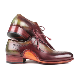 Paul Parkman Handmade Designer Shoes Men's Green & Bordeaux Opanka Construction Calfskin Oxfords 726-GRE-BOR (PM5714)-AmbrogioShoes