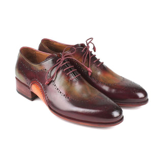 Paul Parkman Handmade Designer Shoes Men's Green & Bordeaux Opanka Construction Calfskin Oxfords 726-GRE-BOR (PM5714)-AmbrogioShoes