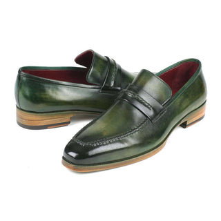 Paul Parkman Handmade Designer Shoes Men's Green Calf-skin Leather Loafers 068-GRN (PM5911)-AmbrogioShoes