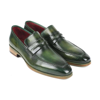 Paul Parkman Handmade Designer Shoes Men's Green Calf-skin Leather Loafers 068-GRN (PM5911)-AmbrogioShoes