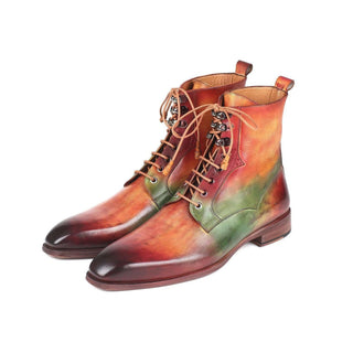 Paul Parkman Handmade Designer Shoes Men's Green, Camel & Bordeaux Calfskin Boots BT533SPR (PM5701)-AmbrogioShoes