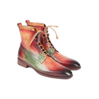 Paul Parkman Handmade Designer Shoes Men's Green, Camel & Bordeaux Calfskin Boots BT533SPR (PM5701)-AmbrogioShoes